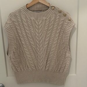 Cable Knit Beige Sweater Vest